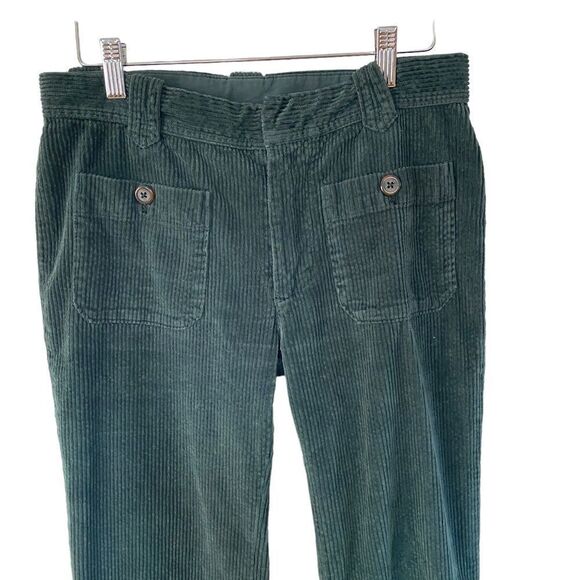 Free people green corduroy pants flare pockets size 0 - Picture 3 of 10